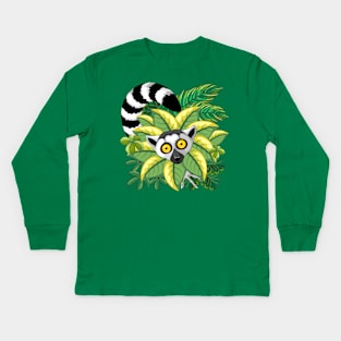 Lemur Ring Tailed, a.k.a. Lemur Catta of Madagascar Kids Long Sleeve T-Shirt